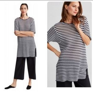 Eileen fisher organic linen stripe knit tunic